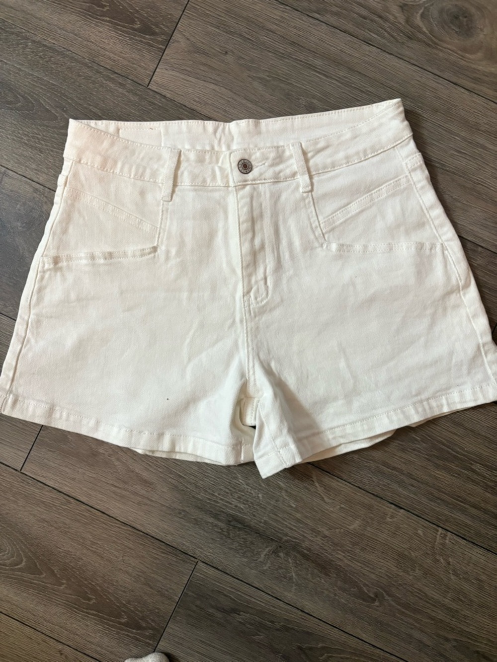 Women's White High-Rise Denim Shorts